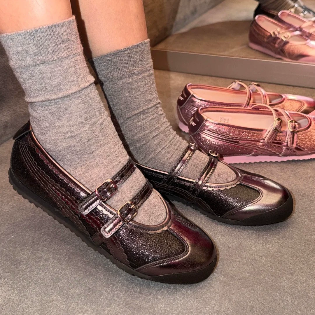 Purehara Tiger Onitsuka Tiger TRGS полупрозрачный рот балетная модель Mary Jane женские нескользящие обувь с мягкой подошвой повседневная обучающая обувь
