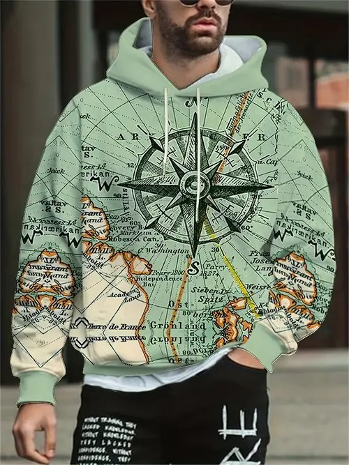 Transfronterizo 2025 nuevo estilo Amazon moda europea y americana casual patrón de estrella de cinco puntas suéter con capucha de manga larga MC15