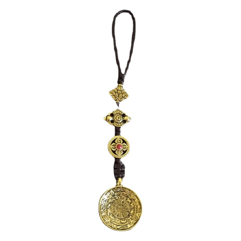 Xizango doce Zodiaco nueve Palacio chismes espejo de bronce Tarjeta de la cintura de Buda coche colgante coche interior bolsa colgante estilo étnico