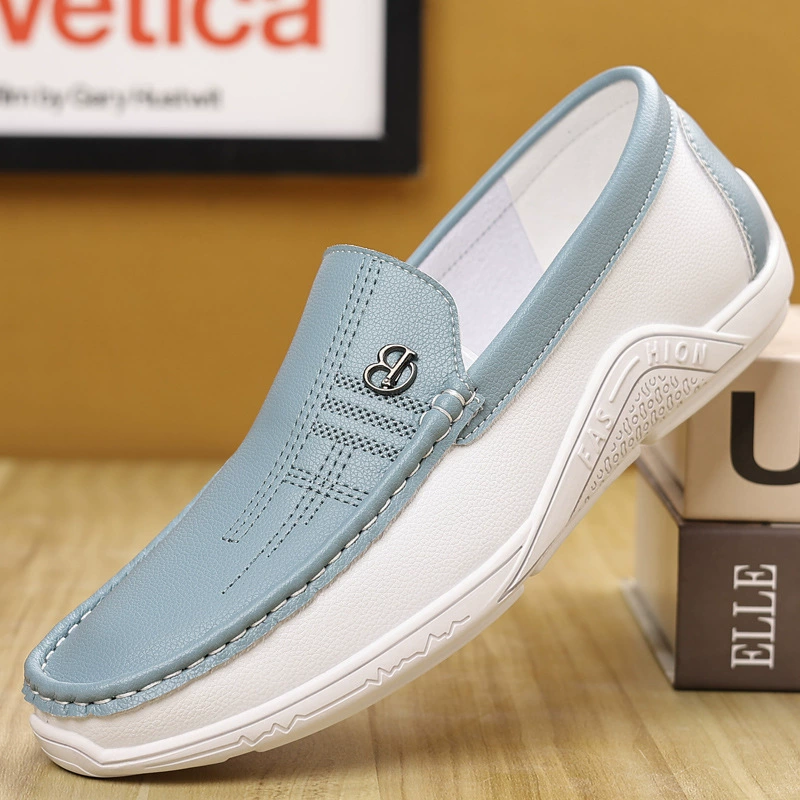 2025 новые летние мужские кожаные повседневные туфли, ленивые слипоны, маленькие белые туфли, туфли для вождения, большой размер 4748
