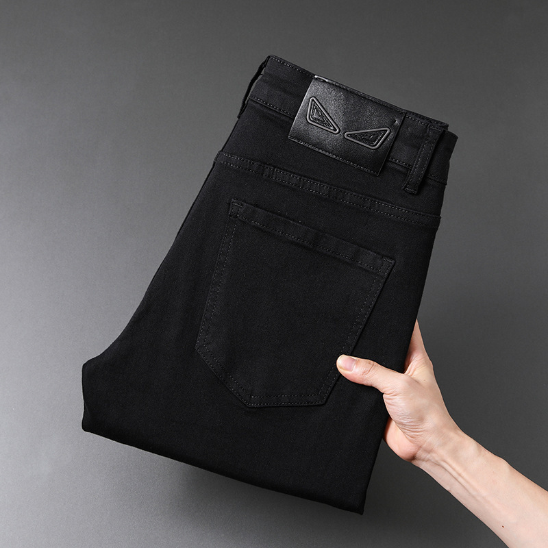 2024 Spring New European Fashion Brand Men's Light Luxury Jeans Trousers Small Straight Fade-proof New Three-proof Fabric 2024 Spring New European Fashion Brand Men's Light Luxury Jeans Trousers Small Straight Fade-proof New Three-proof Fabric