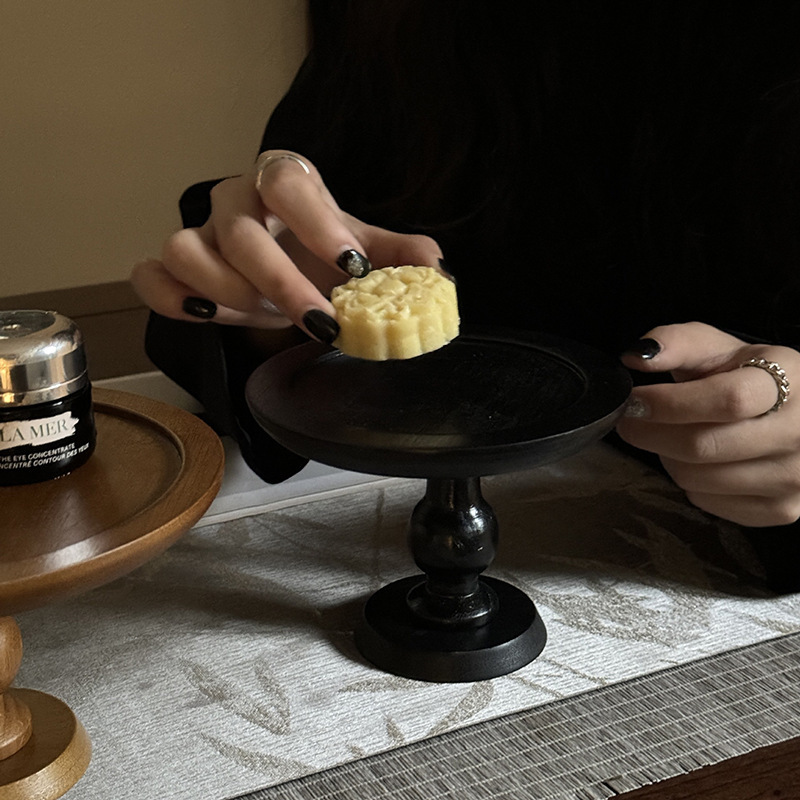 水果盘家用客厅茶几甜品台展示架蛋糕托盘茶点盘高脚木质摆件装饰|undefined