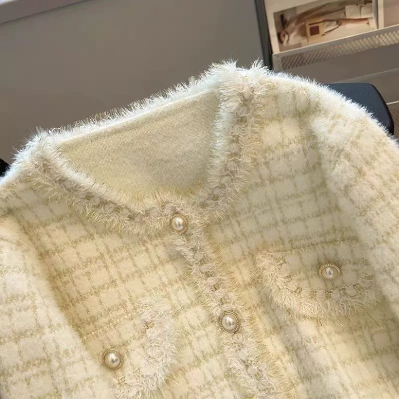 Бархатный демисезонный кардиган, куртка, стиль Chanel, французский стиль