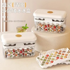 家用食品級帶蓋凍冰塊神器高顏值軟膠按壓式冰塊模具冰格儲冰盒子