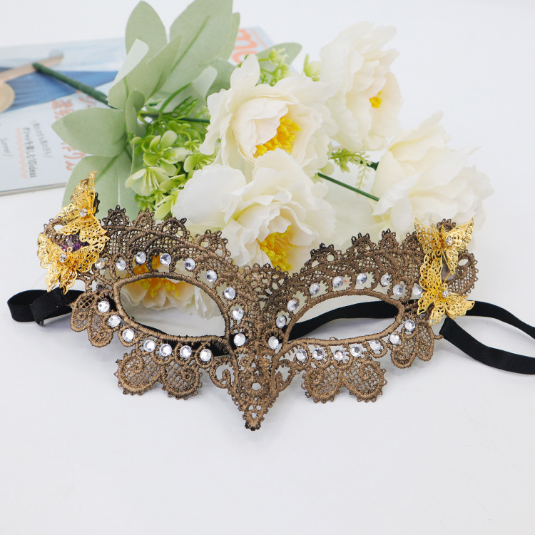 Halloween máscaras fiesta de encaje máscaras de estilo pequeño pavón incrustado mariposa metálica ojos sexy