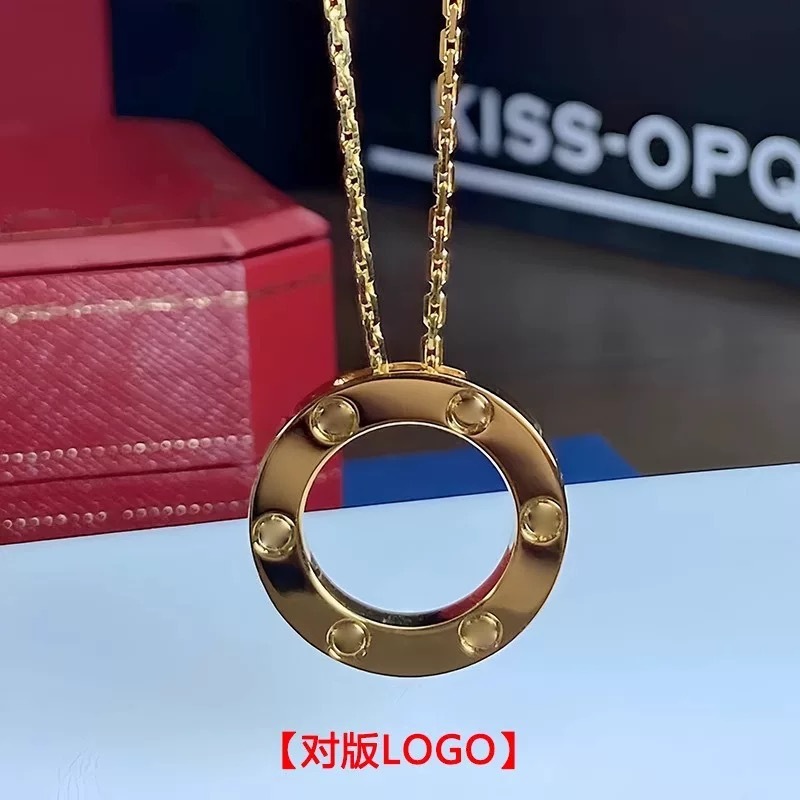 新しい太いチェーンネイルネックレスレディースダブルリング18Kローズゴールドフルダイヤモンドラージケーキネックレス鎖骨チェーンメーカー高精細|undefined