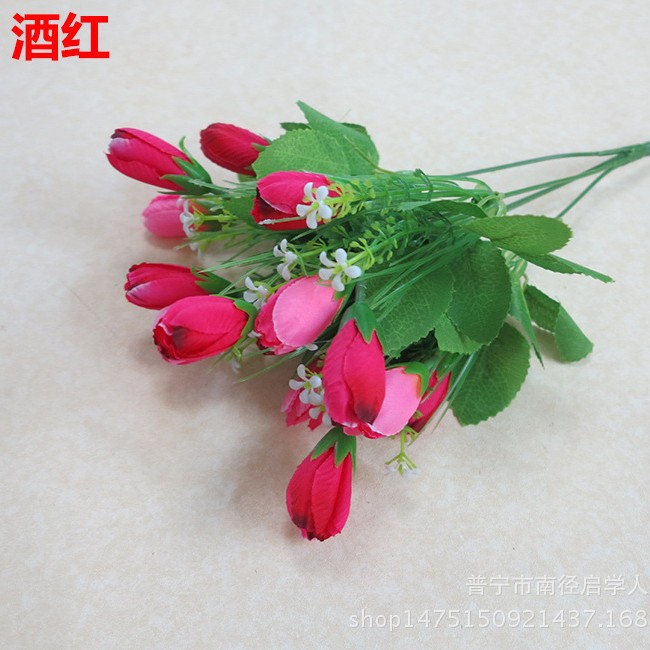 Flores artificiales al por mayor, 15 piezas: tulipán, magnolia, flor de nieve, mezcla de colores