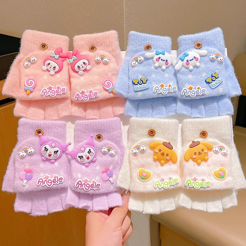 Guantes pequeños para niños, cunas de medio dedo para bebés, niñas y niños, engrosados en invierno, cálidos y a prueba de viento, juegos de cinco dedos para bebés y niños pequeños en otoño e invierno