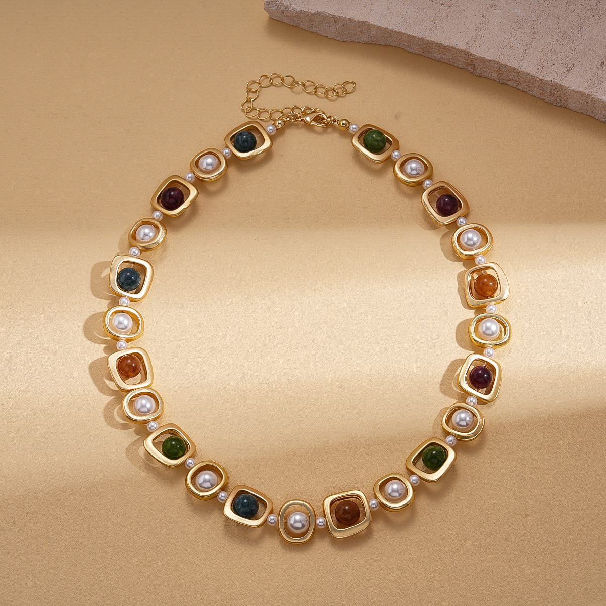Medieval vintage diamantes geométricos oval pendientes collar ligero lujo nicho cadena clavícula juegos de joyería retro