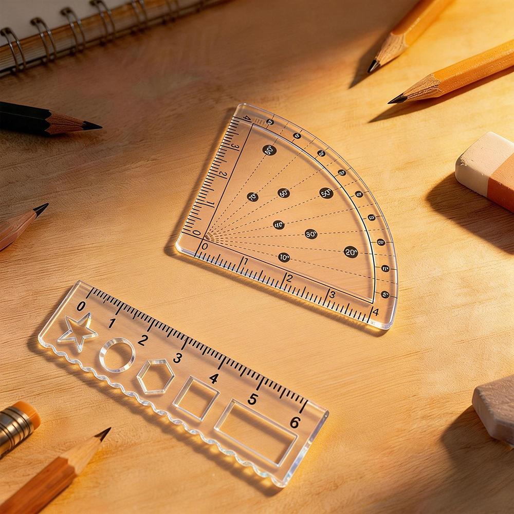 Colgante transparente mini regla de alto valor acrílico regla de palma multifuncional regla recta onda dibujo de estudiantes
