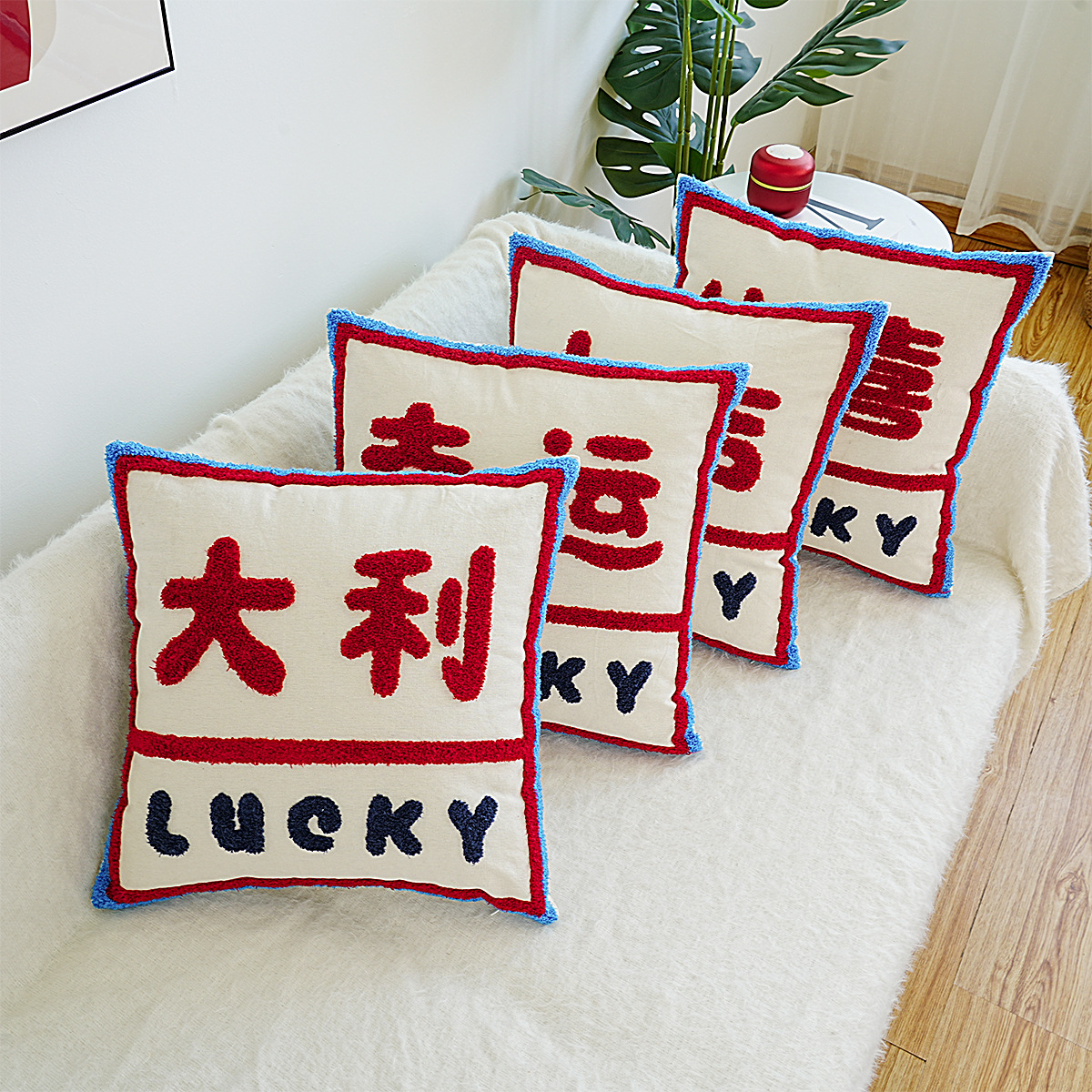 Letras transfronterizas personalizadas toallas bordadas almohada cubierta de sofá sala de estar almohada cubierta de respaldo cubierta de alta calidad sin núcleo