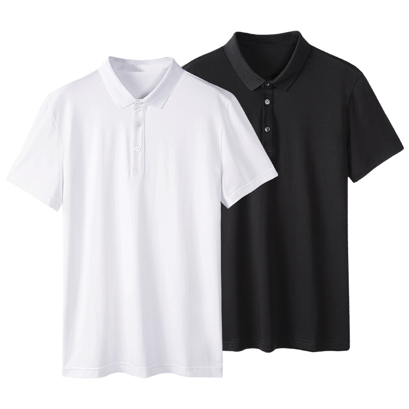 Modal Summer New Polo Shirt Ice Silk Short-sleeved T-shirt Men's Lel Solid Color Half-sleeved Top Trendy