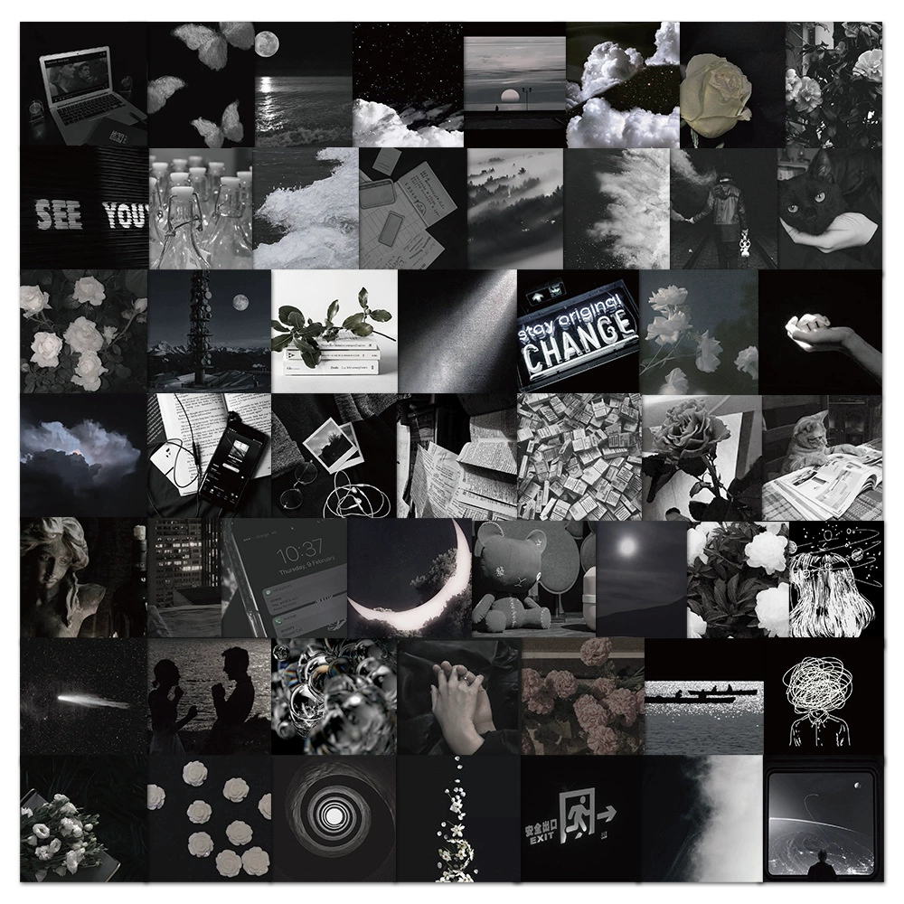 50 штук ins черный и белый холодный ветер жестокий лунный свет граффити наклейки багаж ноутбук чехол для телефона ручные наклейки для счета