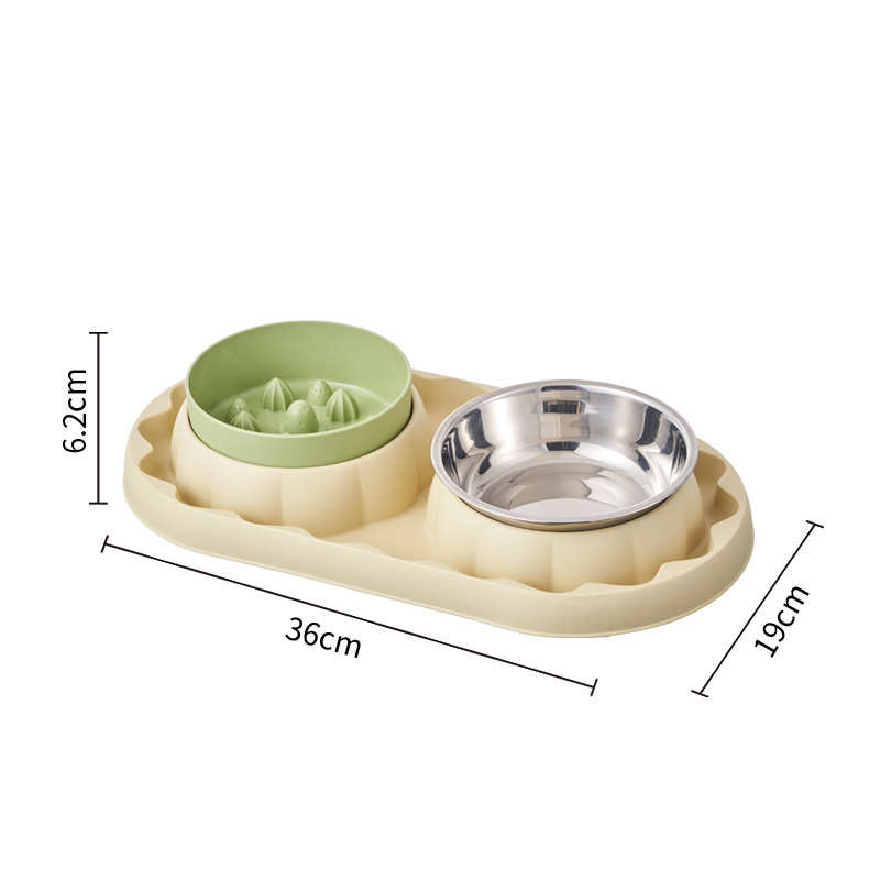 Tazón doble de acero inoxidable para mascotas, tazón para gatos, comida a prueba de fugas, tazón para perros, anti-asfixia, tazón para gatos, tazón para perros, tazón para mascotas