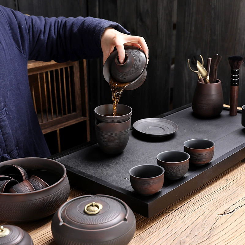High-end tea set for office, retro ceramic gift box, teapot, light luxury style