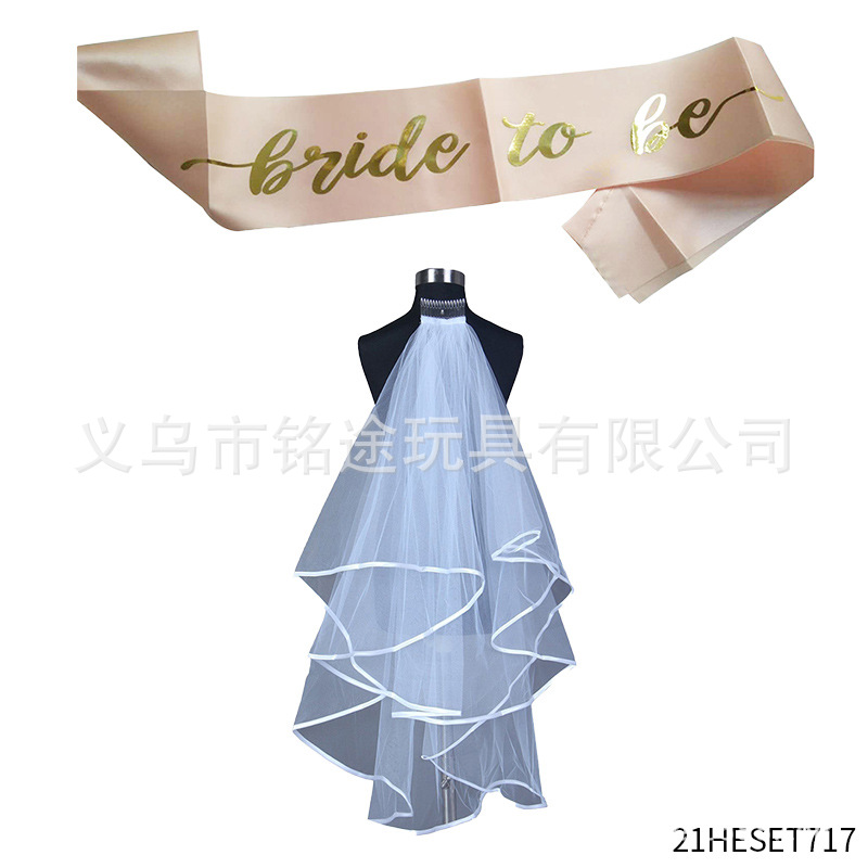 Bachelor Party novia de oro rosa para ser correa de hombro banda ceremonial nupcial de dos piezas corona diadema