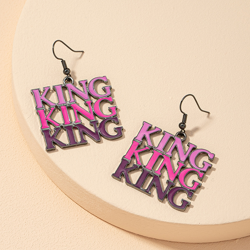 Fashion Letter King Earrings display picture 2