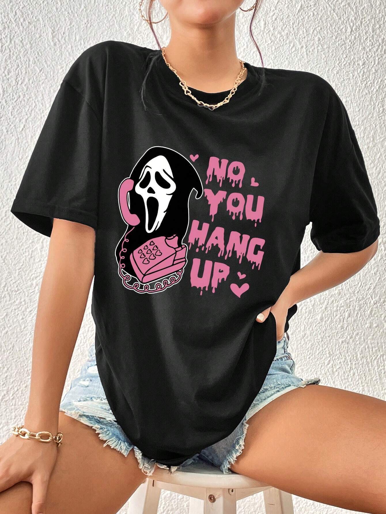 Cartoon Grim Reaper Print T-Shirt