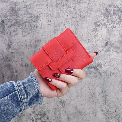 Simple wallet for women, girly heart folding short coin purse, fashionable mini student cute card holder, dual purpose wallet