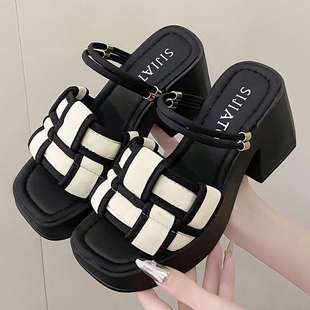 Two-Wear Sandals for Women 2025 New Summer Outer Wear Thick-Soled Heightening Roman with Skirt French Platform Sandals