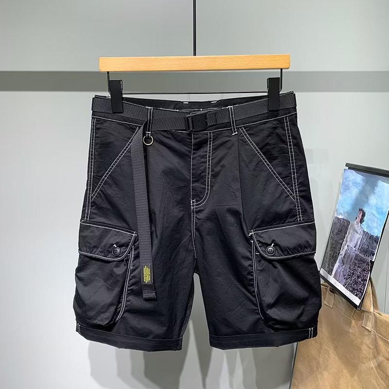 Vintage Functional Multi-Pocket Cargo Shorts for Men, Trendy Loose Wide-Leg Casual Mid-Length Pants