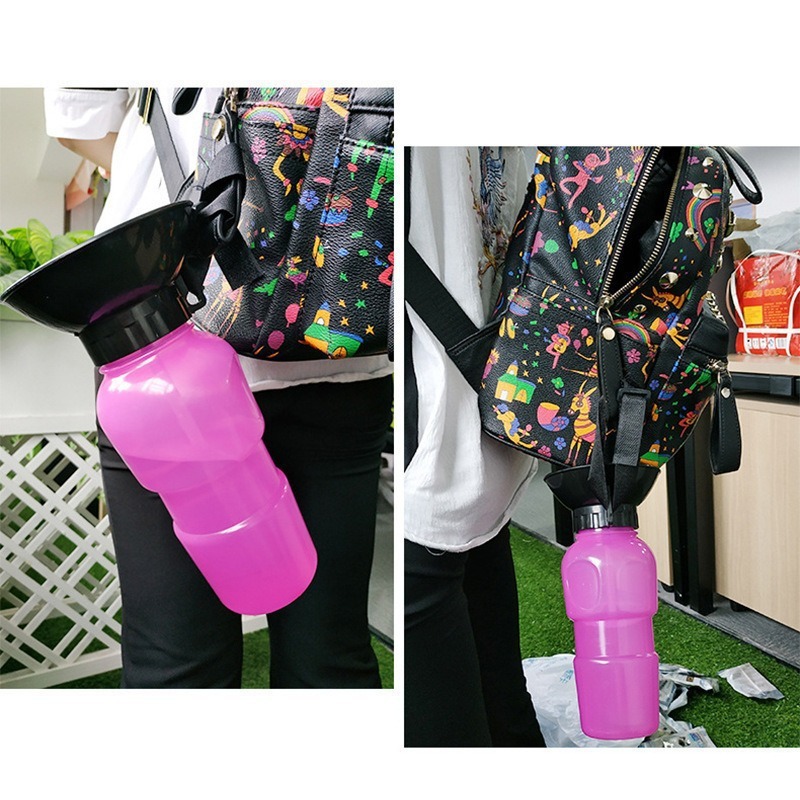 国境を越えたポータブルウォーターディスペンサーペット用品屋外ポータブルペットアウトドアケトルペットウォーターカップ水ボウル付き|undefined