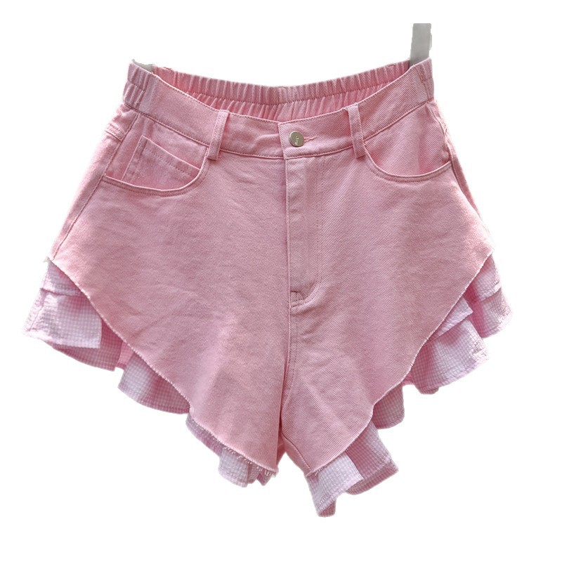 Pantalón Corto de Denim Doble Capa Denim de Poliéster, Talle Alto para Mujer image 5