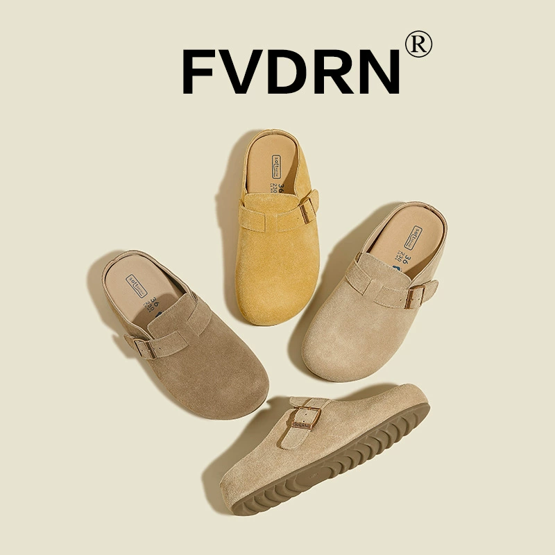 Universal retro slippers for leisure, genuine leather, Spring/Fall 2025 model