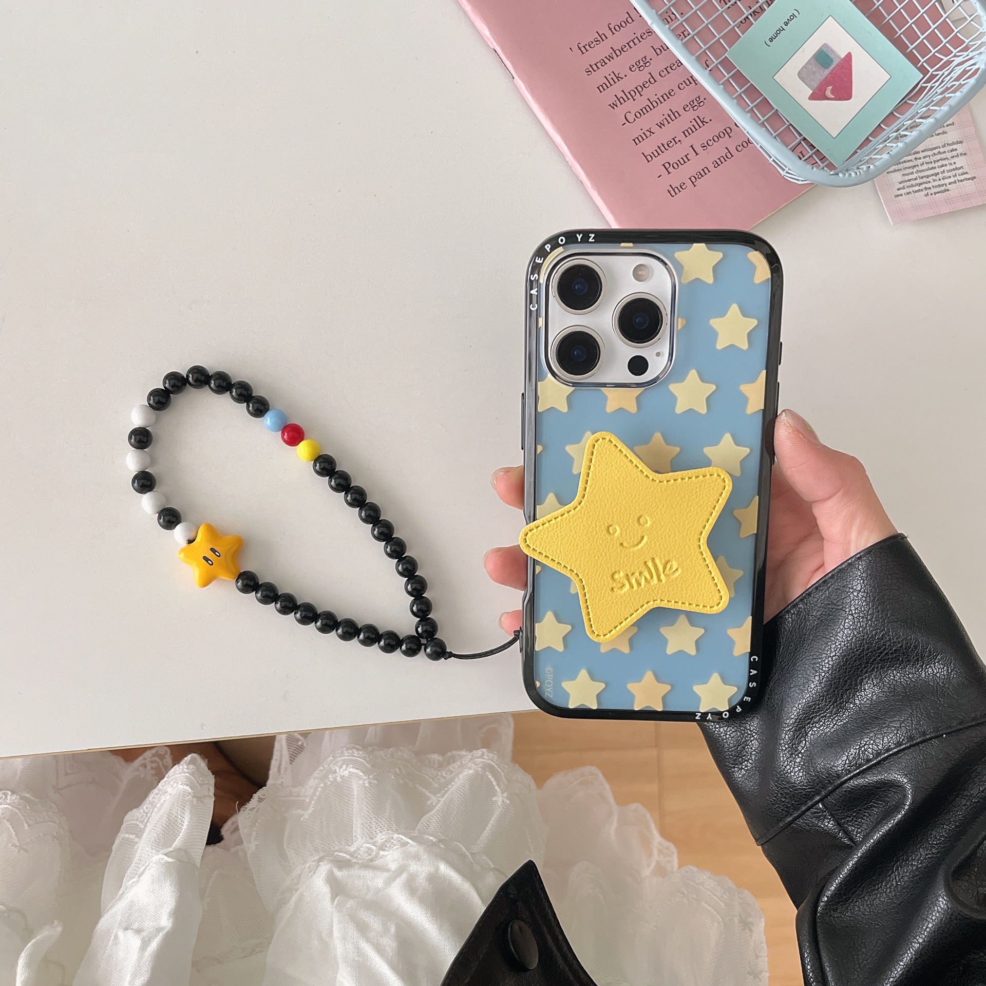 Las estrellas lindas de contraste de estilo coreano se aplican a la carcasa del teléfono móvil 16ProMax 14 Apple 15 femenino iphone16P nuevo