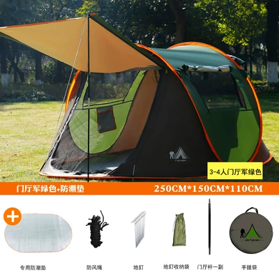 Tent Beach Camping Style Cross-Border — Avtomobil dam çadırları - 3-4-people-foyer-army-green-matching-damp-proof-mat-figure