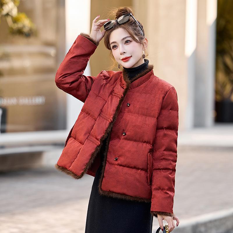 Chinese Style 2025 New Winter Short down Jacket for Women, Petite Size, Thickened and Warm, White Duck down Coat Top