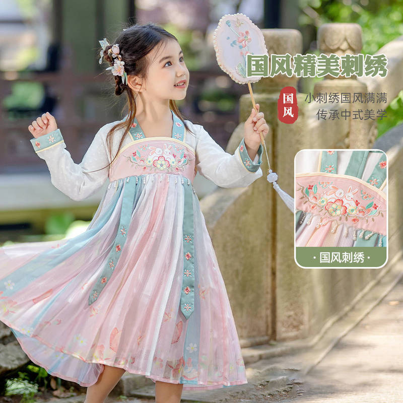 【漢服コレクション】ドゥドゥ家 女児馬面裙ツーピース春服 女児用漢服ドレス 子供服|undefined
