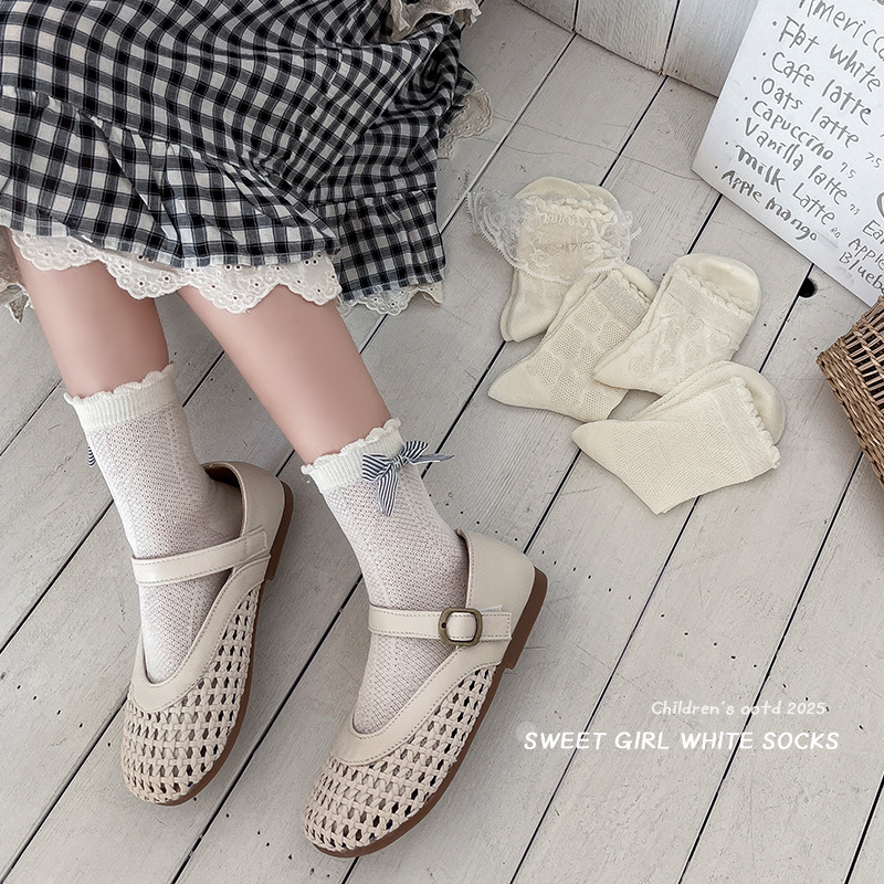 Children's summer thin knee socks with bow