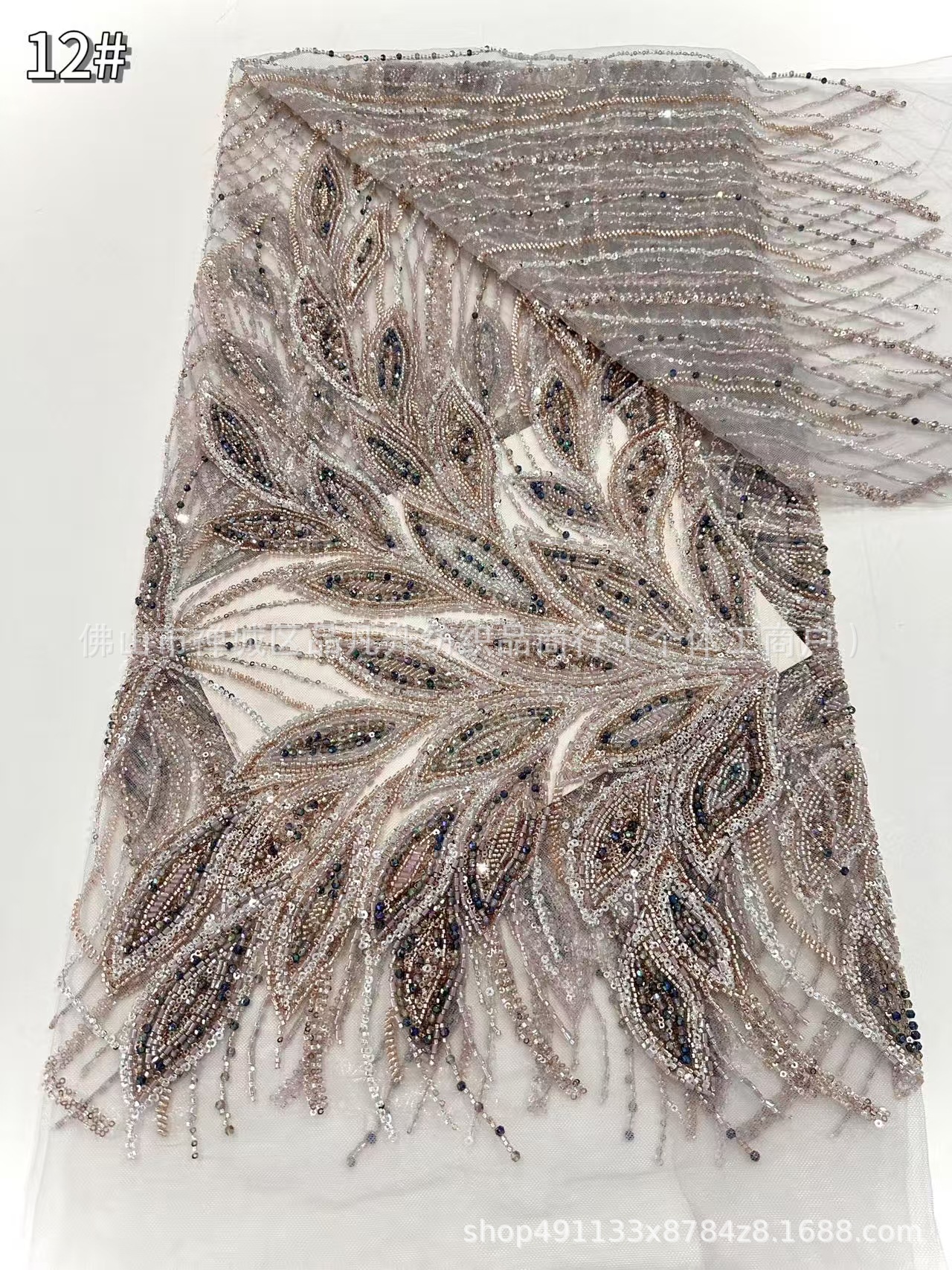 Tejido de flores tridimensionales industria pesada Tejido de bordado de perlas Tejido de bordado de sequilla Tejido de vestido de moda de alta calidad transfronterizo