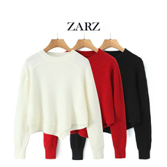 ZARZ 自制 欧美风 新款女装 洋气 百搭 时尚下摆不规则套头毛衣