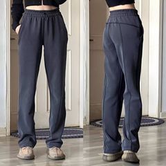 Luluの新型のまっすぐな筒の空気のズボンの女性のロングタイプのsoftstremeの広い足はやせています。