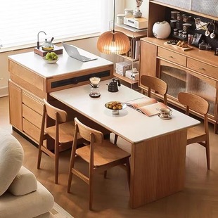 Cherry Wood All Solid Wood Slate Island Integrated Home Small Apartment Restaurant Bar Pull-out Storage Locker