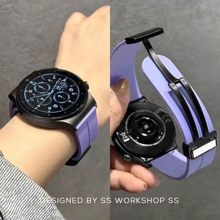 シリコン時計ストラップ 20mm22mm インターフェース幅ユニバーサル耳針取り外し交換用磁気折りたたみバックル時計ストラップ|undefined