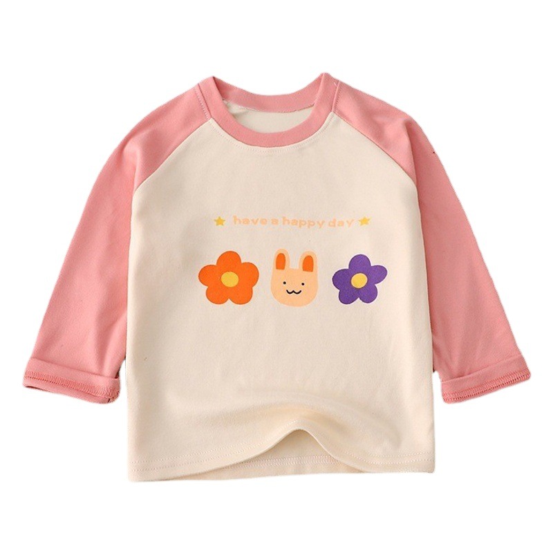 Nuevos niños de fondo camisa de manga larga cálido pequeño y mediano niños y niñas Single Top Primavera y Otoño Invierno pullover ropa de otoño ropa para niños