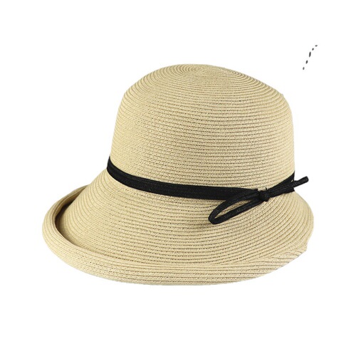 Retro Hepburn style sunshade straw hat for women, foldable basin hat, Japanese fisherman hat, summer travel sun protection sun hat