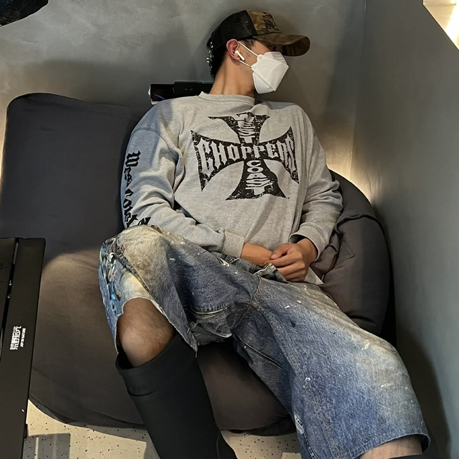 Vintage West Coast choppers Waffle Sanskrit logo camiseta de manga larga