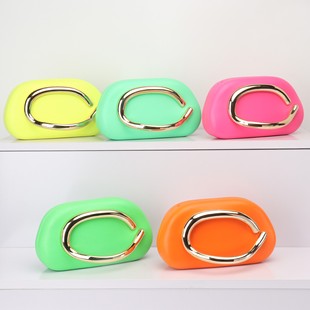 Cross-border European and American ZR Gold Box Hand-held Evening Bag Mini Small Bag Retro Metal Handlebar Chain Shoulder Crossbody Bag