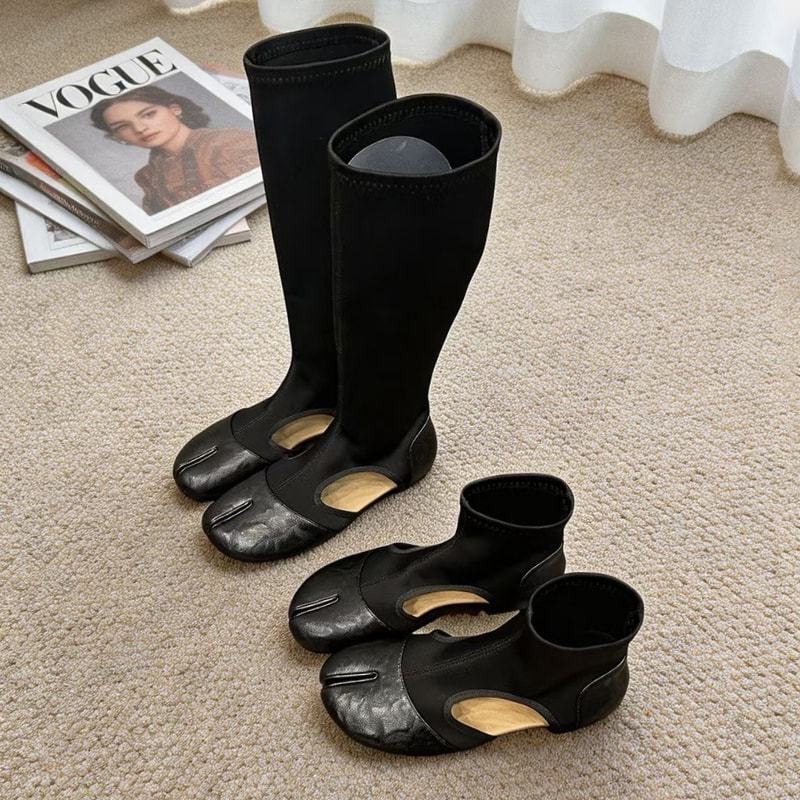 Split-Toe Pig Trotter Boots for Women 2026 New Retro Flat Leather Boots for Commuting, Hollow-Out Elastic Fashion Shoes, Manufacturer Production Split-Toe Pig Trotter Boots for Women 2026 New Retro Flat Leather Boots for Commuting, Hollow-Out Elastic Fashion Shoes, Manufacturer Production