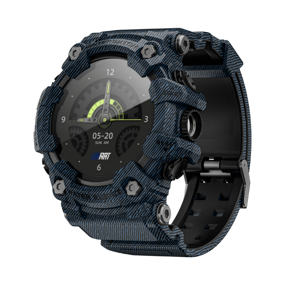 Reloj inteligente deportivo para exteriores LOKMATATTACKGT, resistente a tres elementos, con brújula, linterna, monitorización de salud y atracción magnética.