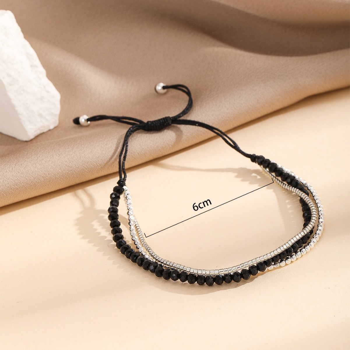 Japonés importado antiguo cuentas redondas moda simple negro más plata ágata piedra regalo amigo pulsera 2022 nuevo producto