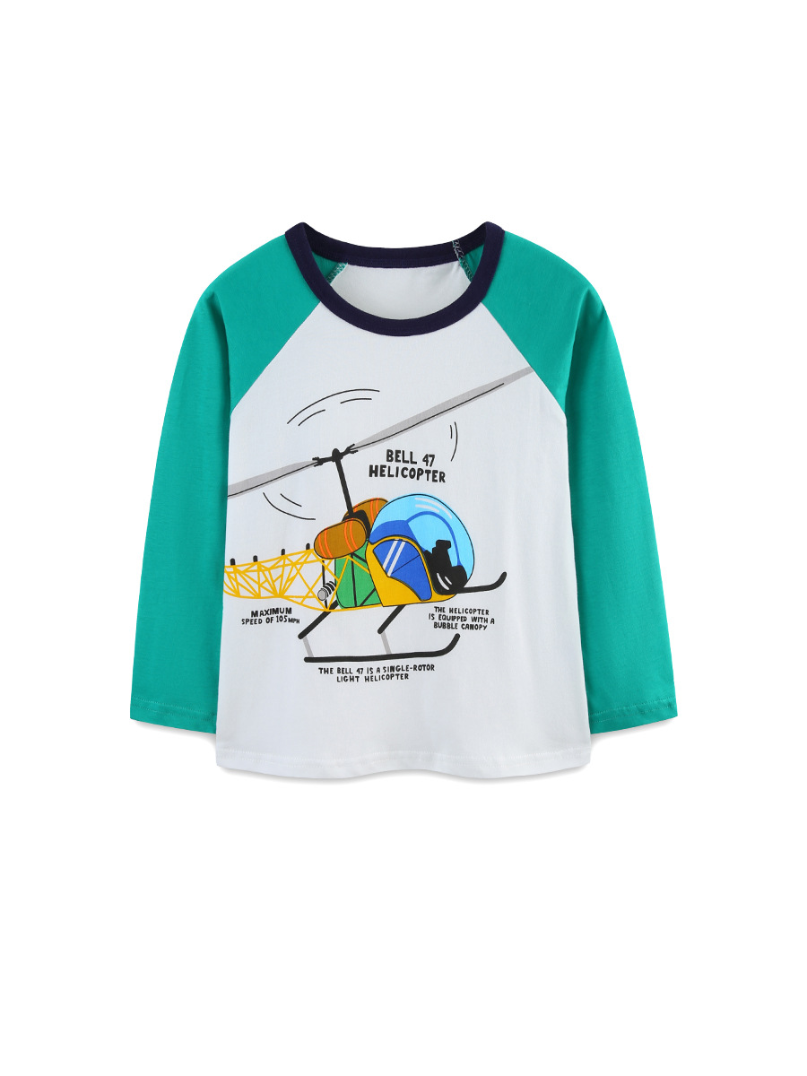 Camiseta de manga larga para niños de moda de estilo europeo y americano otoño nuevo suéter de manga larga a juego de color estampado de dibujos animados cuello redondo T de manga larga image 3