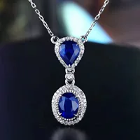 Новое классическое двойное каменное натуральное сапфировое цепочка ключицы 1,3 карата золота 18-каратное бриллиантовое ожерелье сапфировое ожерелье