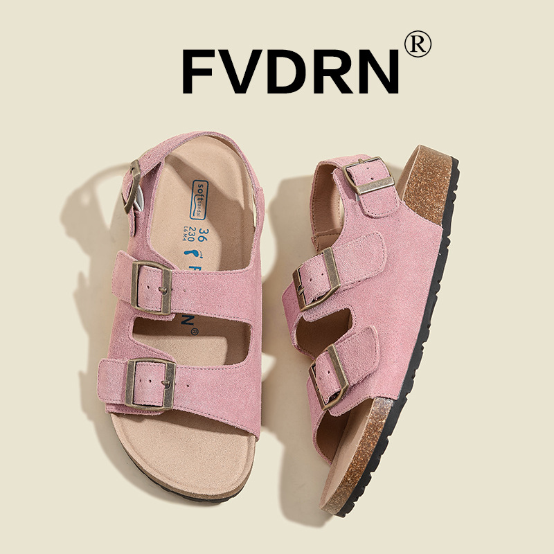 Todo cuero ~ Buckener plataforma zapatos de mujer 2025 verano nuevo estilo Velcro vintage zapatos romanos sandalias Boken