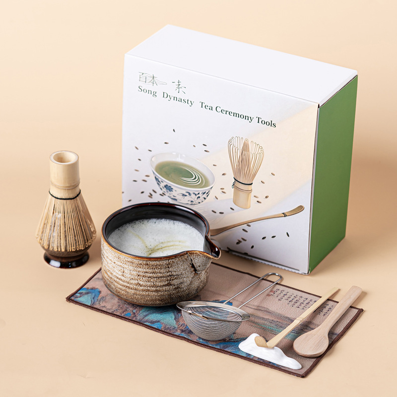 跨境日式陶瓷抹茶碗抹茶套装百本立茶筅立釉窑变宋蕴抹茶套装|undefined