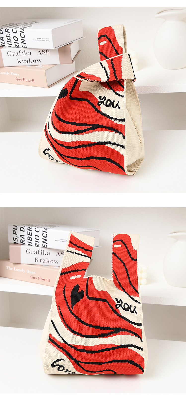 Women's Medium Knit Animal Letter Cute Open Handbag display picture 8